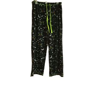 Celebrate Halloween Pajama Pants Women's Size Medium Cat Star Moon Drawstring